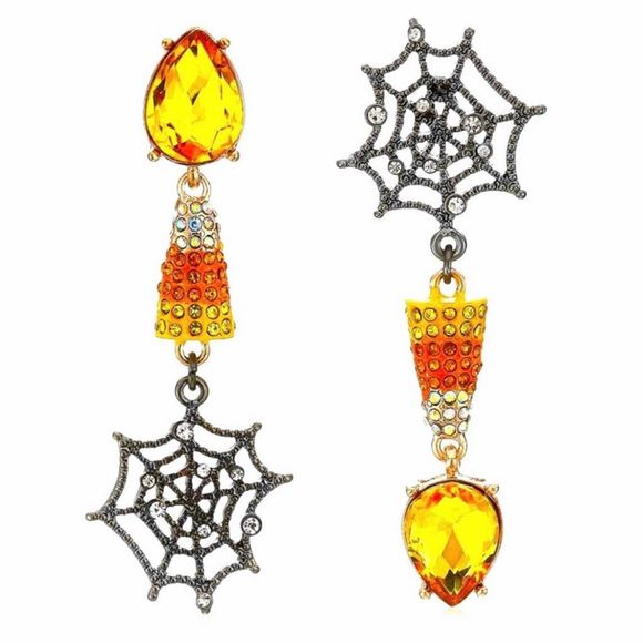 Betsey Johnson Jewelry - BETSEY JOHNSON - Just Treats Halloween Candy Corn Web Drop Earrings